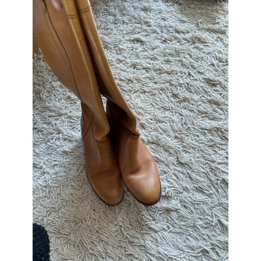 Vintage Endicott Johnson Boots Camel Leather Heeled Tan Knee High 8 M View 3